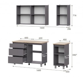 Кухонный гарнитур ДЕНВЕР (1600) Графит серый/Дуб Сонома в Талице - talica.mebel24.online | фото 2