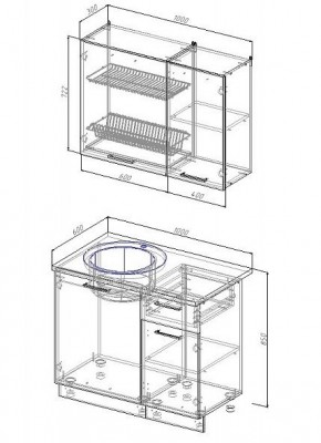 Кухонный гарнитур Графика 1000 (Стол. 26мм) в Талице - talica.mebel24.online | фото 2