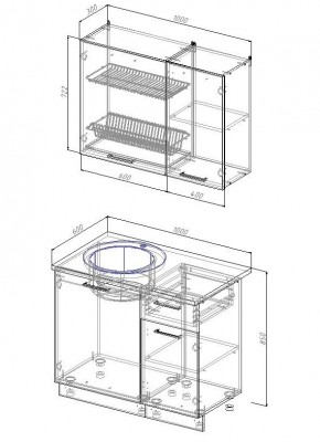 Кухонный гарнитур Латте 1000 (Стол. 38мм) в Талице - talica.mebel24.online | фото 2