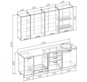 Кухонный гарнитур Латте 2200 (Стол. 26мм) в Талице - talica.mebel24.online | фото 2