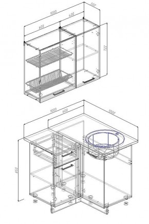 Кухонный гарнитур угловой Жемчуг 1000х1000 (Стол. 38мм) в Талице - talica.mebel24.online | фото 2