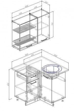 Кухонный гарнитур угловой Шампань 1000х1000 (Стол. 26мм) в Талице - talica.mebel24.online | фото 2