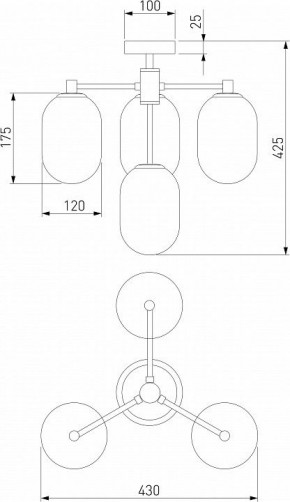 Люстра на штанге Eurosvet Loona 60161/4 латунь в Талице - talica.mebel24.online | фото 3