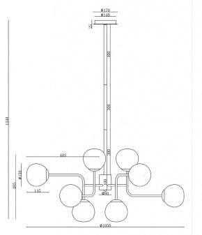 Люстра на штанге Maytoni Erich MOD221-PL-12-G в Талице - talica.mebel24.online | фото 3