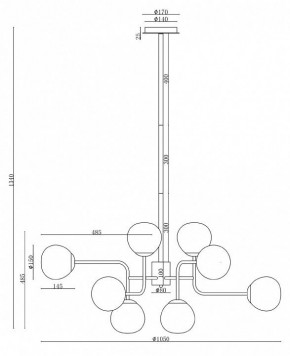 Люстра на штанге Maytoni Erich MOD221-PL-12-N в Талице - talica.mebel24.online | фото 3