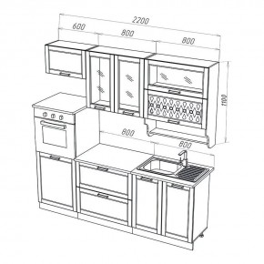 МИЛАНО Кухонный гарнитур 2,2 м Компоновка №3 (Орех) в Талице - talica.mebel24.online | фото 2