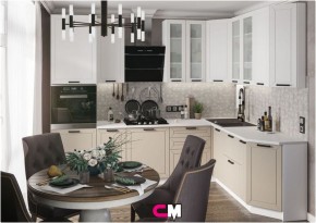 Модульная кухня Альфа холст белый/холст брюле в Талице - talica.mebel24.online | фото 1