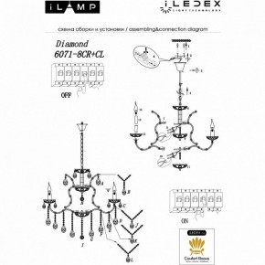 Подвесная люстра iLamp Diamond 6071-8 CR+CL в Талице - talica.mebel24.online | фото 2