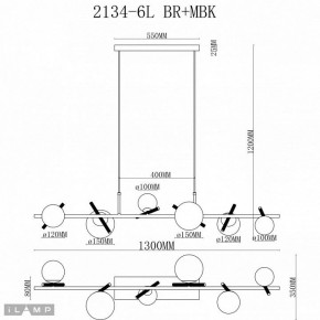 Подвесной светильник iLamp Golden 2134-6L BR+MBK в Талице - talica.mebel24.online | фото 3