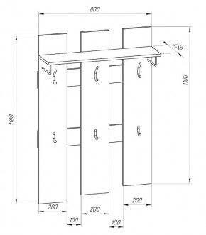 Прихожая-вешалка большая 800 в Талице - talica.mebel24.online | фото 2