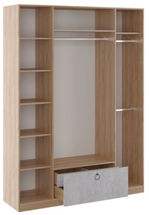 Шкаф 4 двери Глэдис М24 (Дуб Золотой/Цемент светлый) в Талице - talica.mebel24.online | фото 2