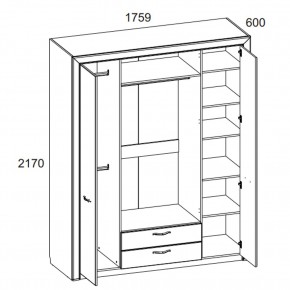 Шкаф 4D2S без зеркала, OLIVIA, цвет вудлайн крем/дуб анкона в Талице - talica.mebel24.online | фото