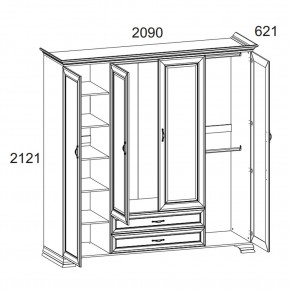 Шкаф 4D2S Z, TIFFANY, цвет вудлайн кремовый в Талице - talica.mebel24.online | фото 2