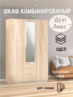 Шкаф комбинированный Дуэт Люкс с зеркалом в Талице - talica.mebel24.online | фото 1
