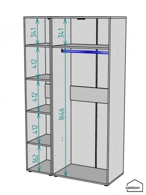 Шкаф Linnea MHR-3-1 2050х1200х510 (Белый-М 11.1.2) в Талице - talica.mebel24.online | фото 3