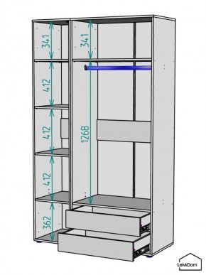 Шкаф Linnea MHR-3-2 2050х1200х510 (ДВ-М 11.1.25) в Талице - talica.mebel24.online | фото 3