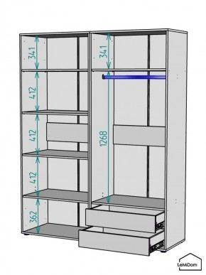 Шкаф Linnea MHR-4-2 2050х1600х510 (Белый-М 11.1.2) в Талице - talica.mebel24.online | фото 3