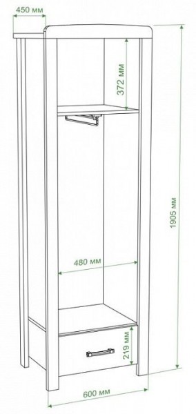 Шкаф платяной Бартоло Ш1Д в Талице - talica.mebel24.online | фото 2