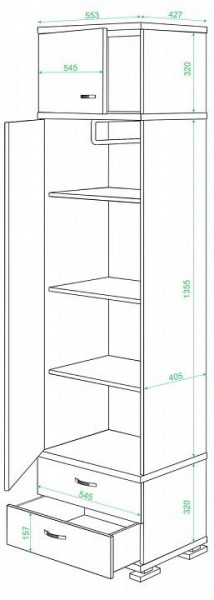 Шкаф платяной Домино КС-10 в Талице - talica.mebel24.online | фото 2