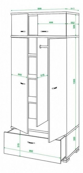 Шкаф платяной Домино КС-20 в Талице - talica.mebel24.online | фото 3