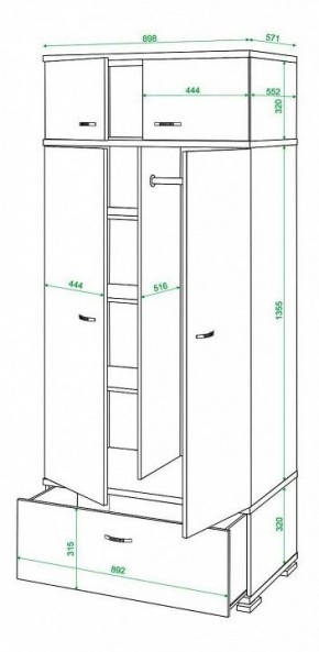 Шкаф платяной Домино КС-20 в Талице - talica.mebel24.online | фото 3