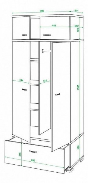 Шкаф платяной Домино КС-20 в Талице - talica.mebel24.online | фото 2