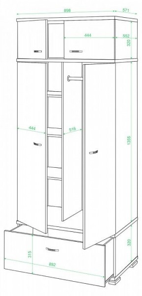 Шкаф платяной Домино КС-20 в Талице - talica.mebel24.online | фото 2