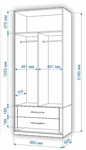 Шкаф платяной Нобиле Пл-95/60 в Талице - talica.mebel24.online | фото 3