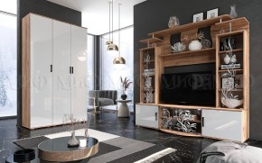 Стенка Виста (Белый глянец/Дуб крафт) в Талице - talica.mebel24.online | фото 3