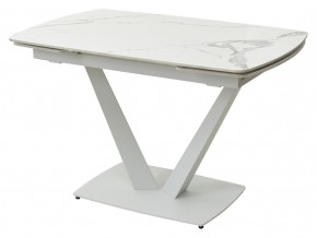 Стол ALATRI 120 GLOSS STATUARIO WHITE SOLID CERAMIC / WHITE, ®DISAUR в Талице - talica.mebel24.online | фото 1