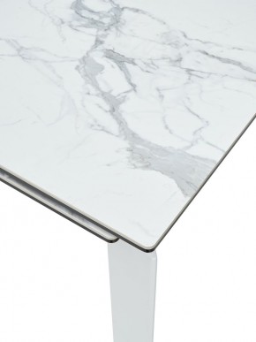 Стол CORNER 120 HIGH GLOSS STATUARIO керамика, стекло/ белый каркас, ®DISAUR в Талице - talica.mebel24.online | фото 2