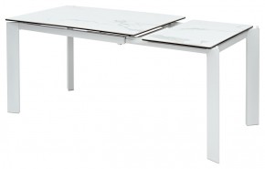 Стол CORNER 120 HIGH GLOSS STATUARIO керамика, стекло/ белый каркас, ®DISAUR в Талице - talica.mebel24.online | фото 3