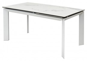 Стол CREMONA 140 HIGH GLOSS STATUARIO Белый мрамор глянцевый, керамика/ белый каркас, ®DISAUR в Талице - talica.mebel24.online | фото 1