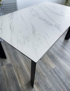 Стол CREMONA 180 KL-99 Белый мрамор матовый, итальянская керамика / черный каркас, ®DISAUR в Талице - talica.mebel24.online | фото 2