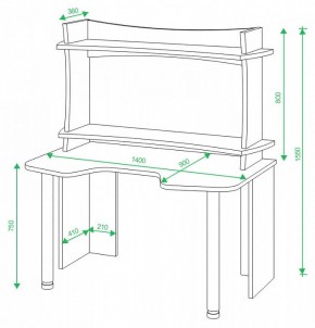 Стол компьютерный Домино Lite СКЛ-Игр140+НКИЛ140ВЛ в Талице - talica.mebel24.online | фото 2