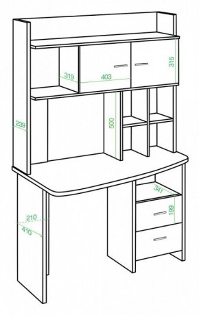 Стол компьютерный Домино Lite СКЛ-Крл120+НКЛХ-120 К ЛЕВ в Талице - talica.mebel24.online | фото 2