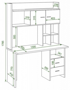 Стол компьютерный Домино Lite СКЛ-Прям130Р+НКЛХ-130 в Талице - talica.mebel24.online | фото 2