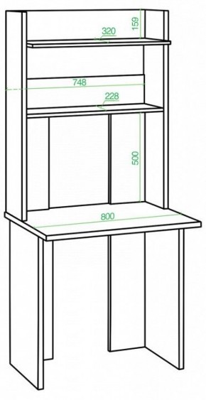 Стол компьютерный Домино Lite СКЛ-Прям80Р+НКЛХ в Талице - talica.mebel24.online | фото 2