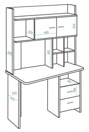 Стол компьютерный Домино Lite СКЛ-Трап120+НКЛХ-120 в Талице - talica.mebel24.online | фото 2