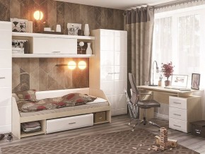 Стол компьютерный Симба Дуб белфорт-Белый глянец в Талице - talica.mebel24.online | фото 3