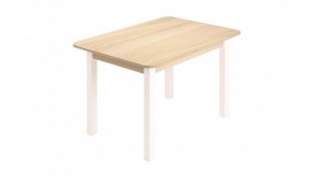 Стол ЛДСП (опоры белые) ясень шимо светлый в Талице - talica.mebel24.online | фото