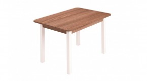 Стол ЛДСП (опоры белые) ясень шимо темный в Талице - talica.mebel24.online | фото