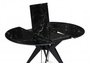 Стол стеклянный Рикла 110(150)х110х76 черный мрамор / черный в Талице - talica.mebel24.online | фото 4