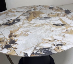 Стол TERAMO 135 GLOSS GRAND JADE SOLID CERAMIC, керамика, поворотн.механизм / Черный каркас, ®DISAUR в Талице - talica.mebel24.online | фото 4