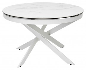 Стол TRENTO 120 HIGH GLOSS STATUARIO Белый мрамор глянцевый, керамика/ белый каркас, ®DISAUR в Талице - talica.mebel24.online | фото 2
