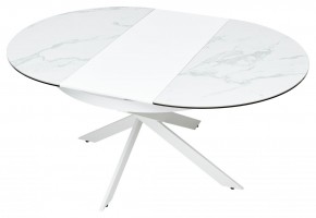 Стол TRENTO 120 HIGH GLOSS STATUARIO Белый мрамор глянцевый, керамика/ белый каркас, ®DISAUR в Талице - talica.mebel24.online | фото 8