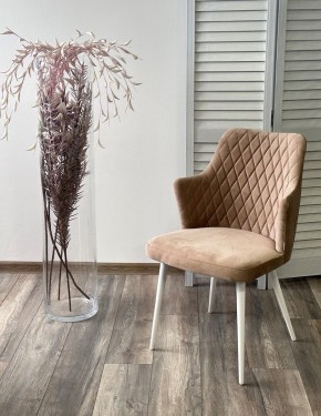 Стул HERMAN 360 град. БЕЖЕВЫЙ #5, велюр / белый каркас М-City в Талице - talica.mebel24.online | фото 3