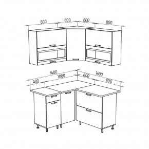 ТЕХНО Кухонный гарнитур угловой 1,4х1,4 м Компоновка №2 в Талице - talica.mebel24.online | фото 8