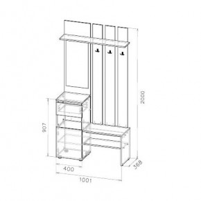 Токио Вешалка с зеркалом в Талице - talica.mebel24.online | фото 3