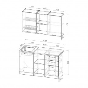 ТОМИЛЛА Кухонный гарнитур Медиум 4 (1400 мм ) в Талице - talica.mebel24.online | фото 2